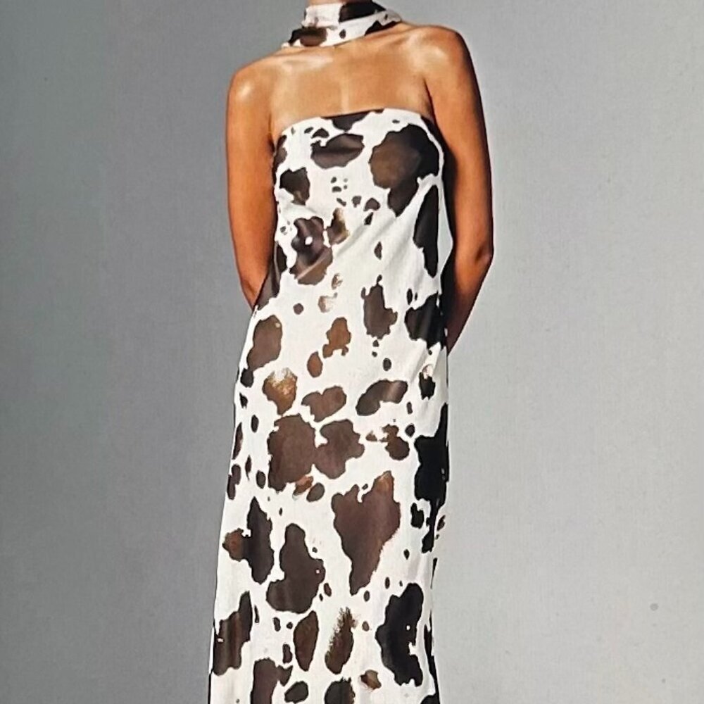 Anthropologie The Tilda Slip Dress Brown Animal Print Small New NWT Strapless - Picture 2 of 10